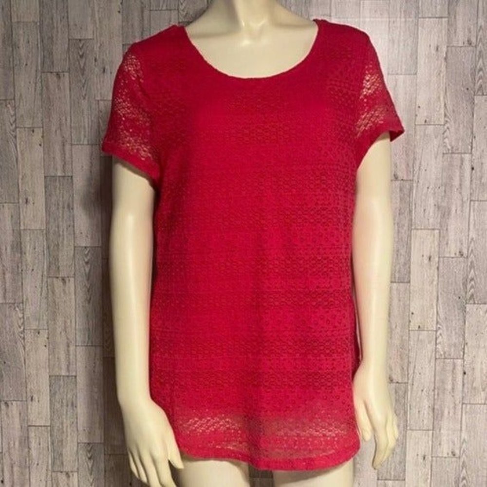 Pink Blouse with Detailed Overlay  Size Large